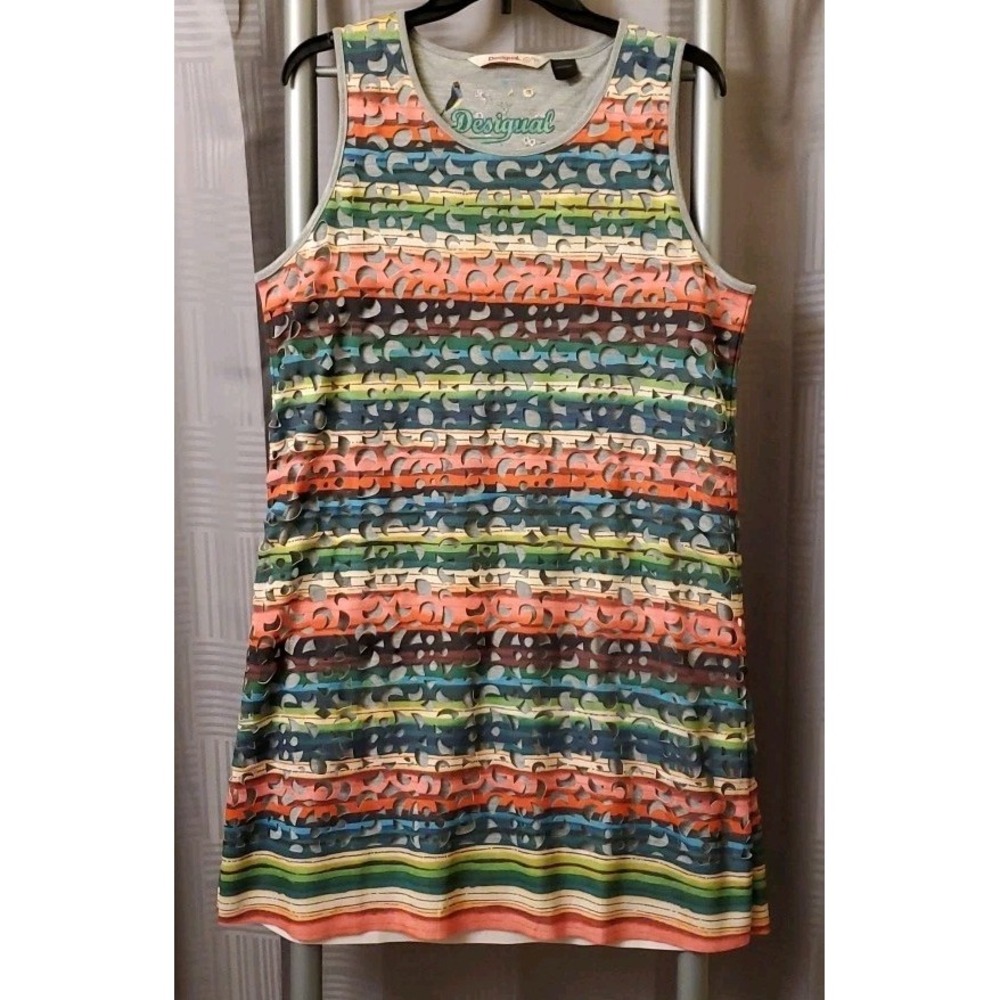 Desigual Designer Multi-color Sleeveless Abstract Dress size XL